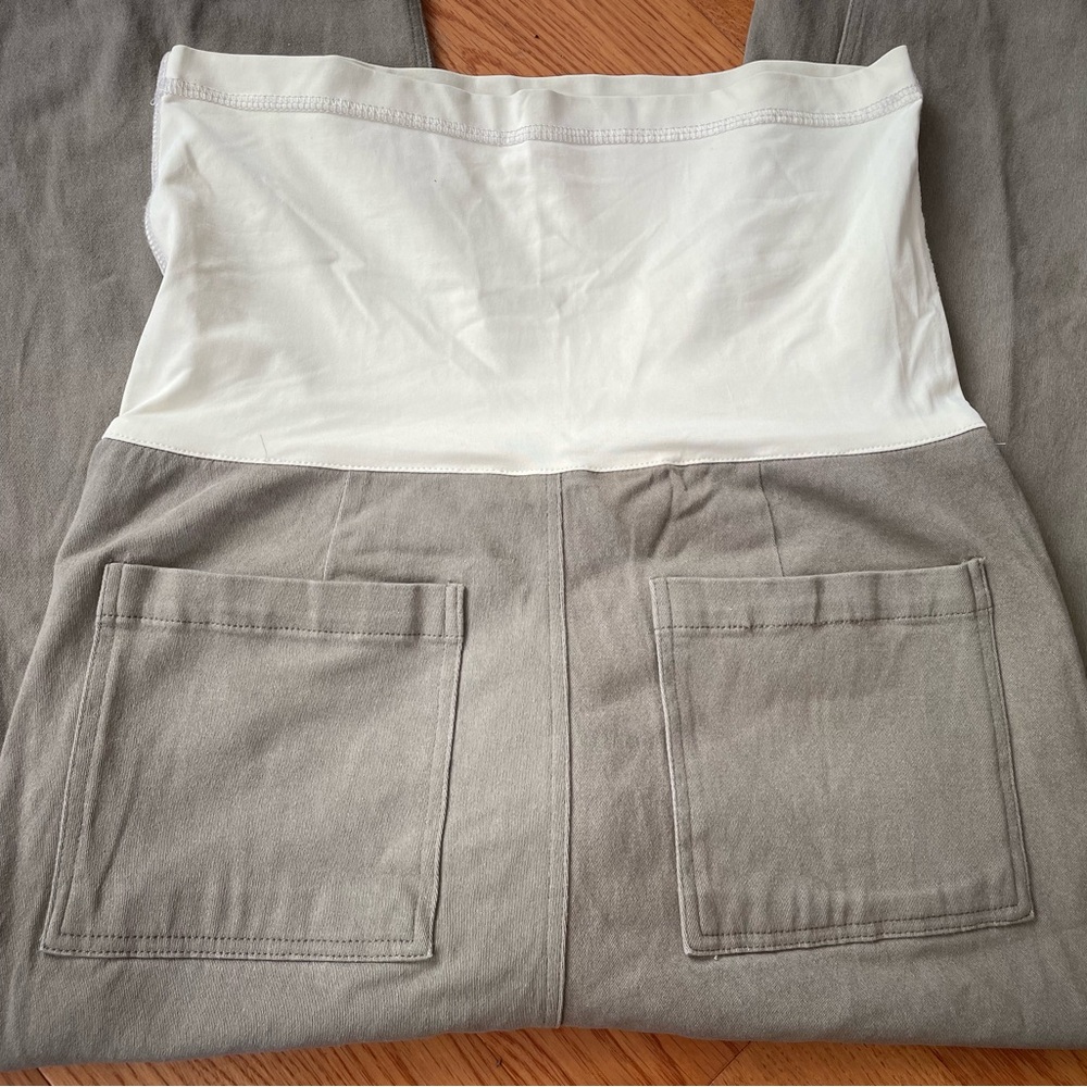 Pinkblush Cream and Tan Wide Leg Maternity Pants - Picture 3 of 6